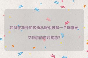 如何在新开的传奇私服中选择一个既响亮又独特的游戏昵称？